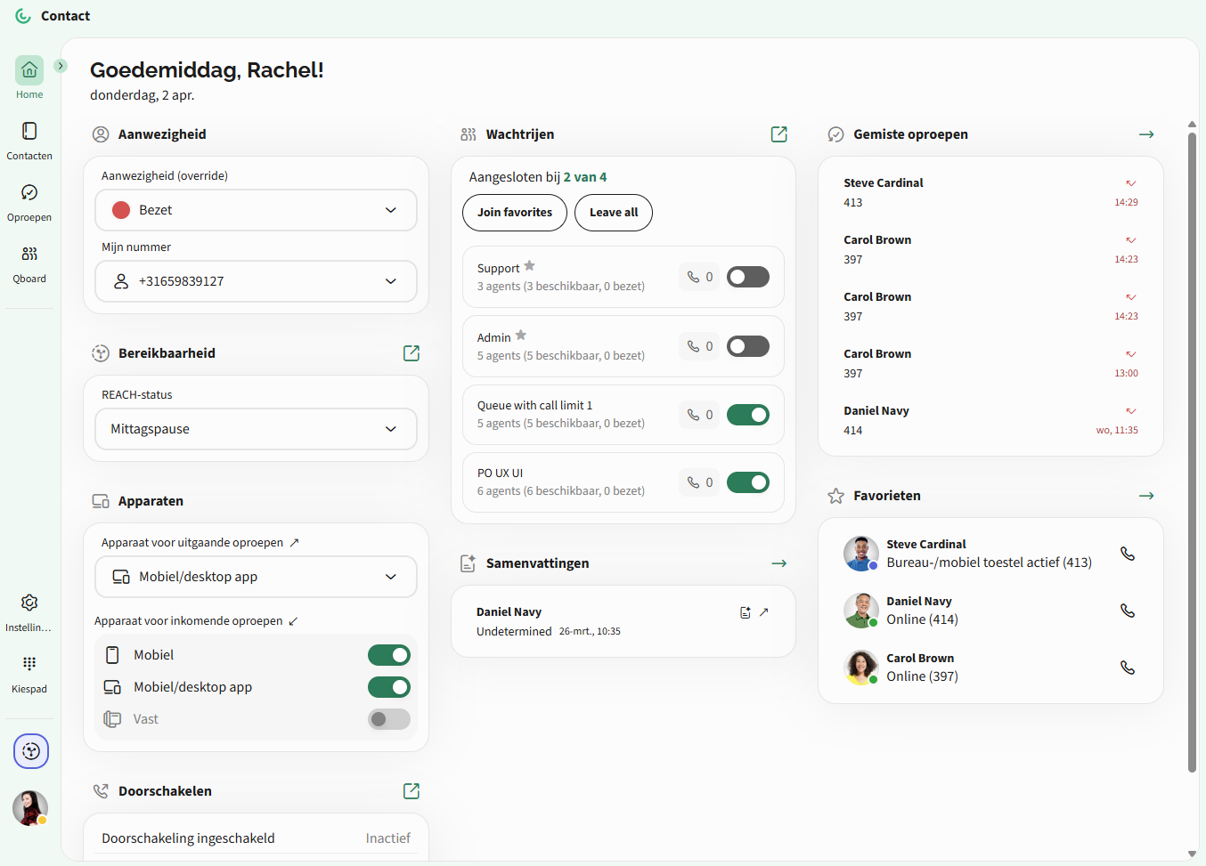 Screenshot van Contact App for Web interface