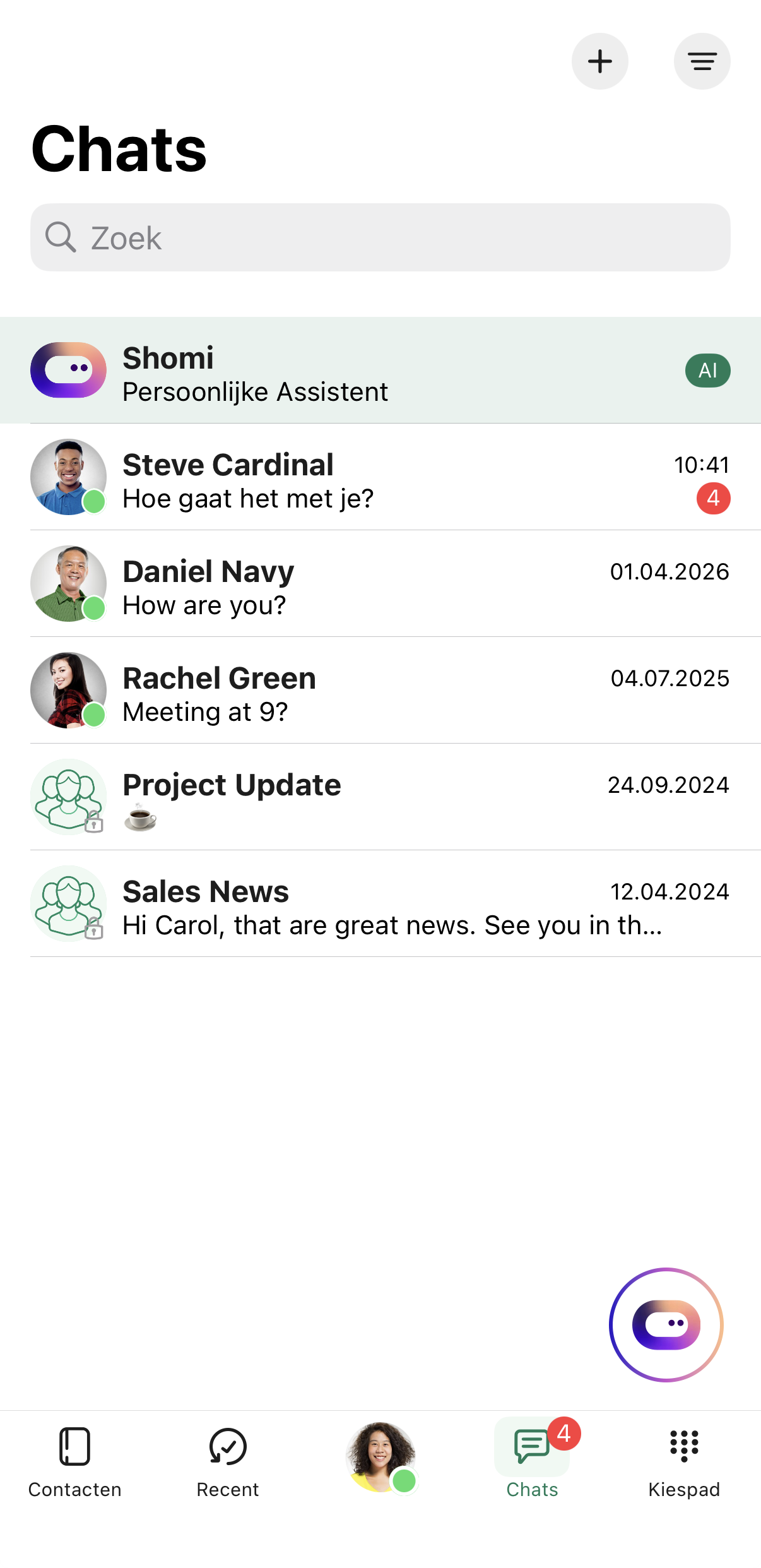 Screenshots van Contact Mobile op iOS 5